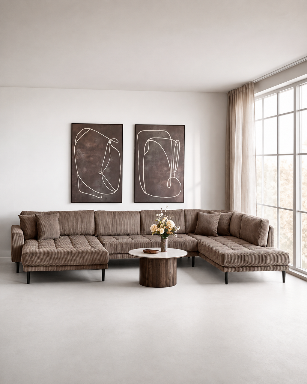 Lido U-Soffa Open End – Brun (Vänsterdivan)