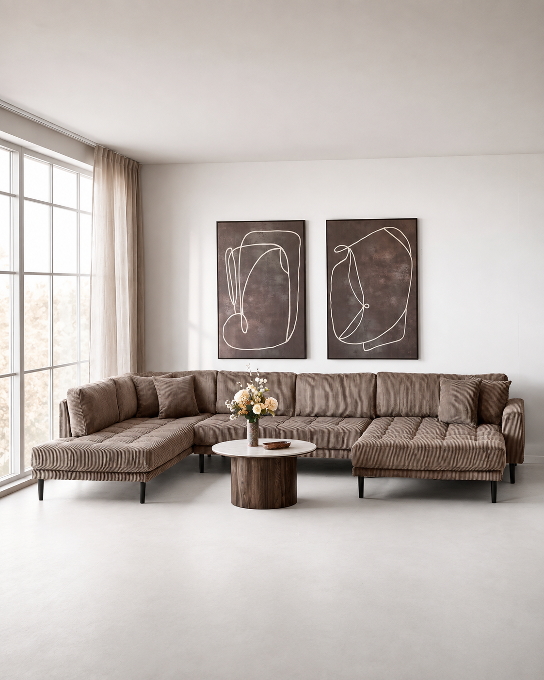 Lido U-Soffa Open End – Brun (Högerdivan)