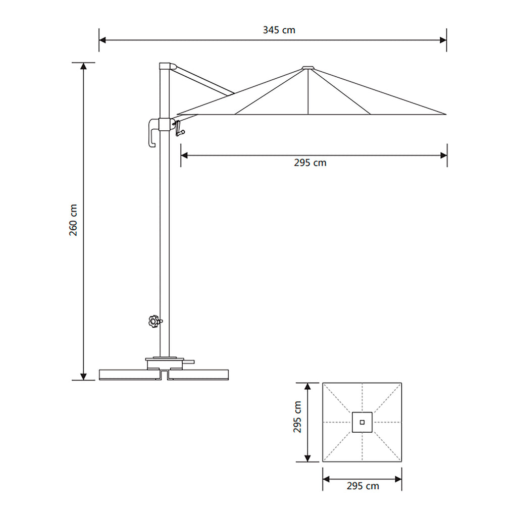 Baza Hängparasoll – Svart 3x3m