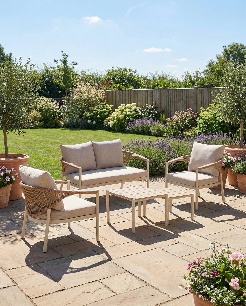 Abela Lounge Set – Sand / Natur