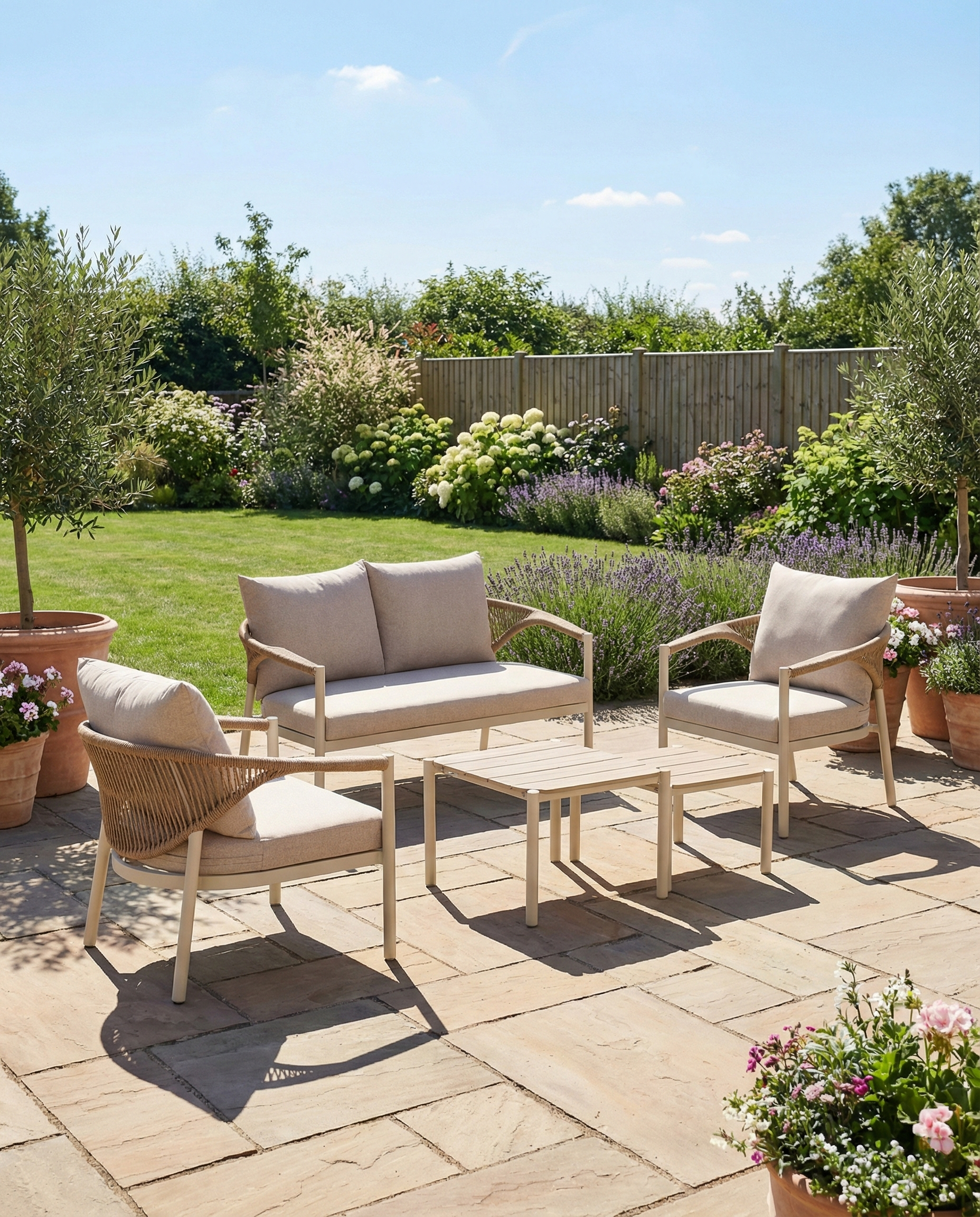 Abela Lounge Set – Sand / Natur