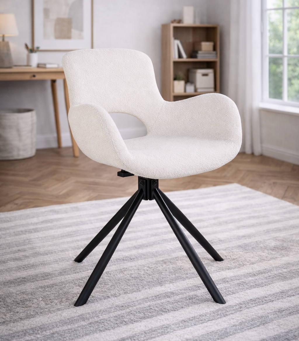 Amorim Matstol med snurrfunktion – Off-White Bouclé