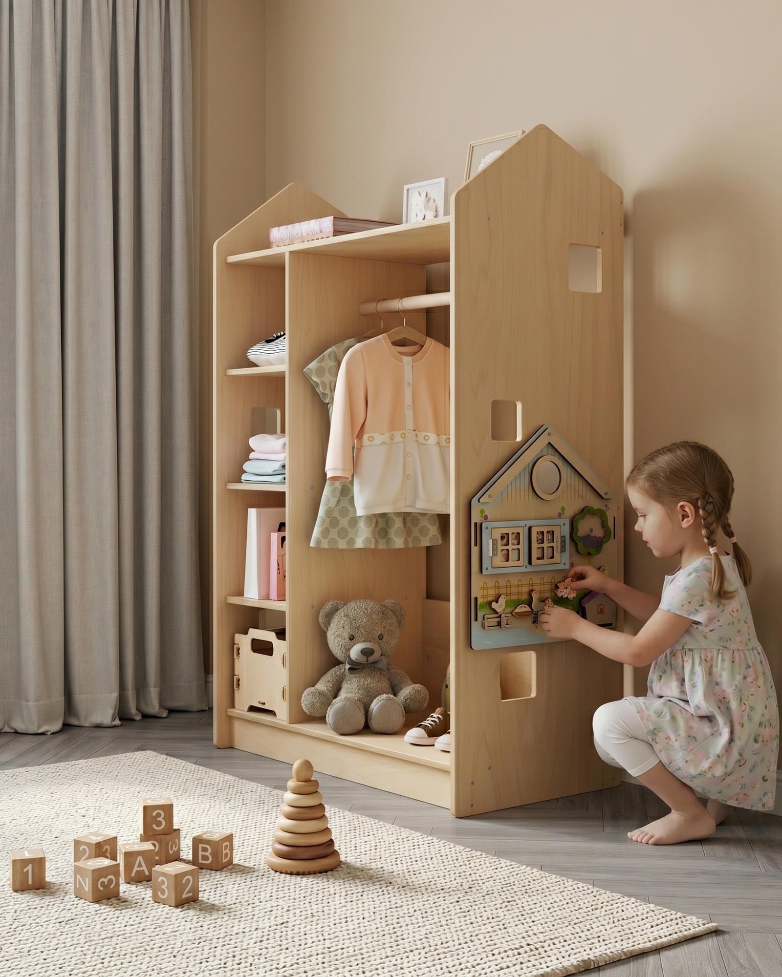 Offener Kinderkleiderschrank in Form eines Hauses BusyKids – BusyKids