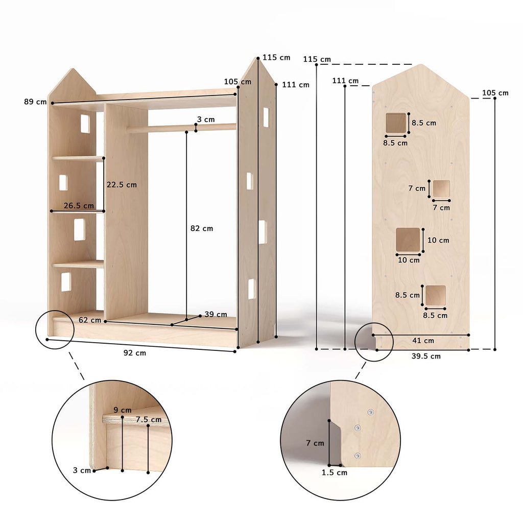 Offener Kinderkleiderschrank in Form eines Hauses BusyKids – BusyKids