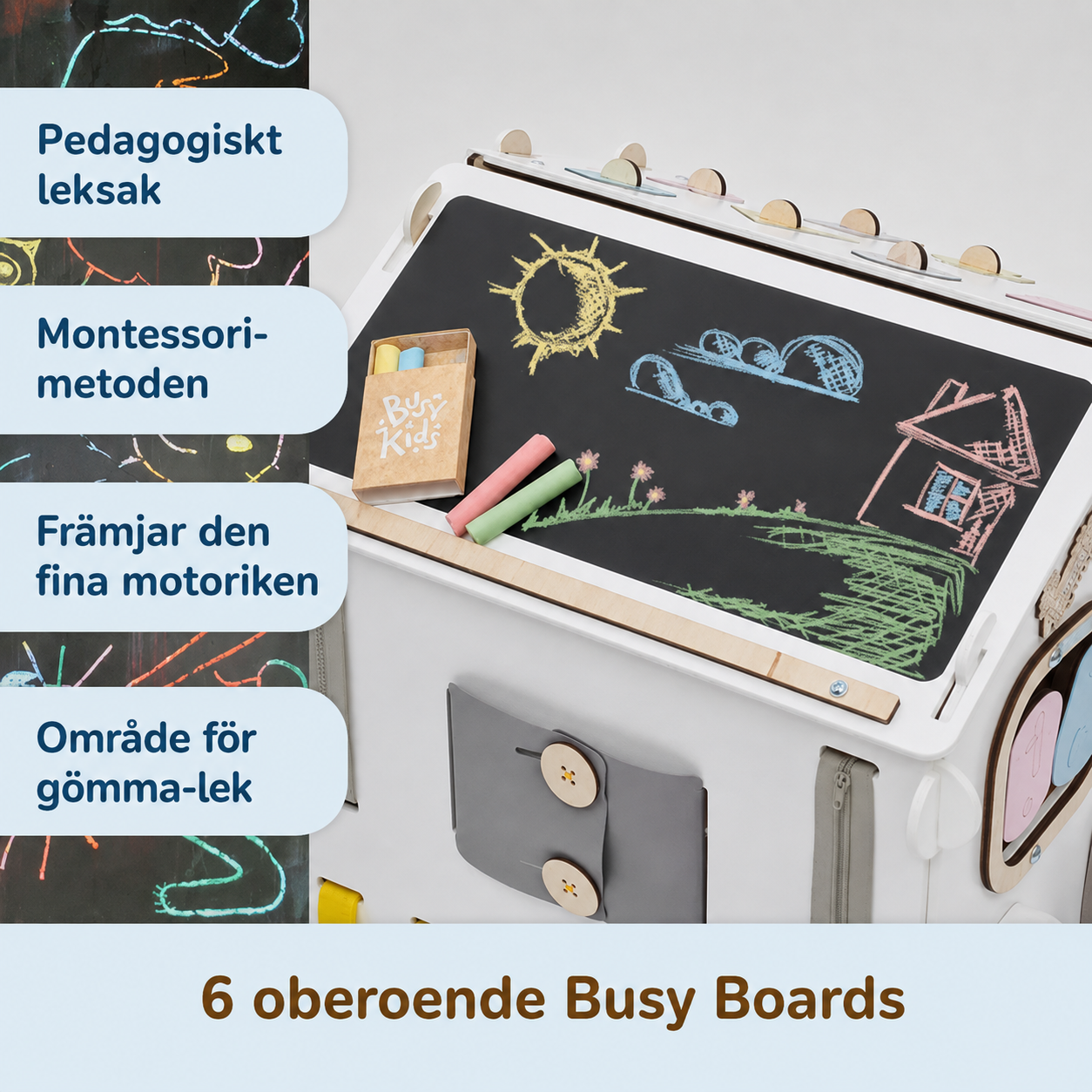 BusyHus VIT PASTELL – Aktivitetshus för barn