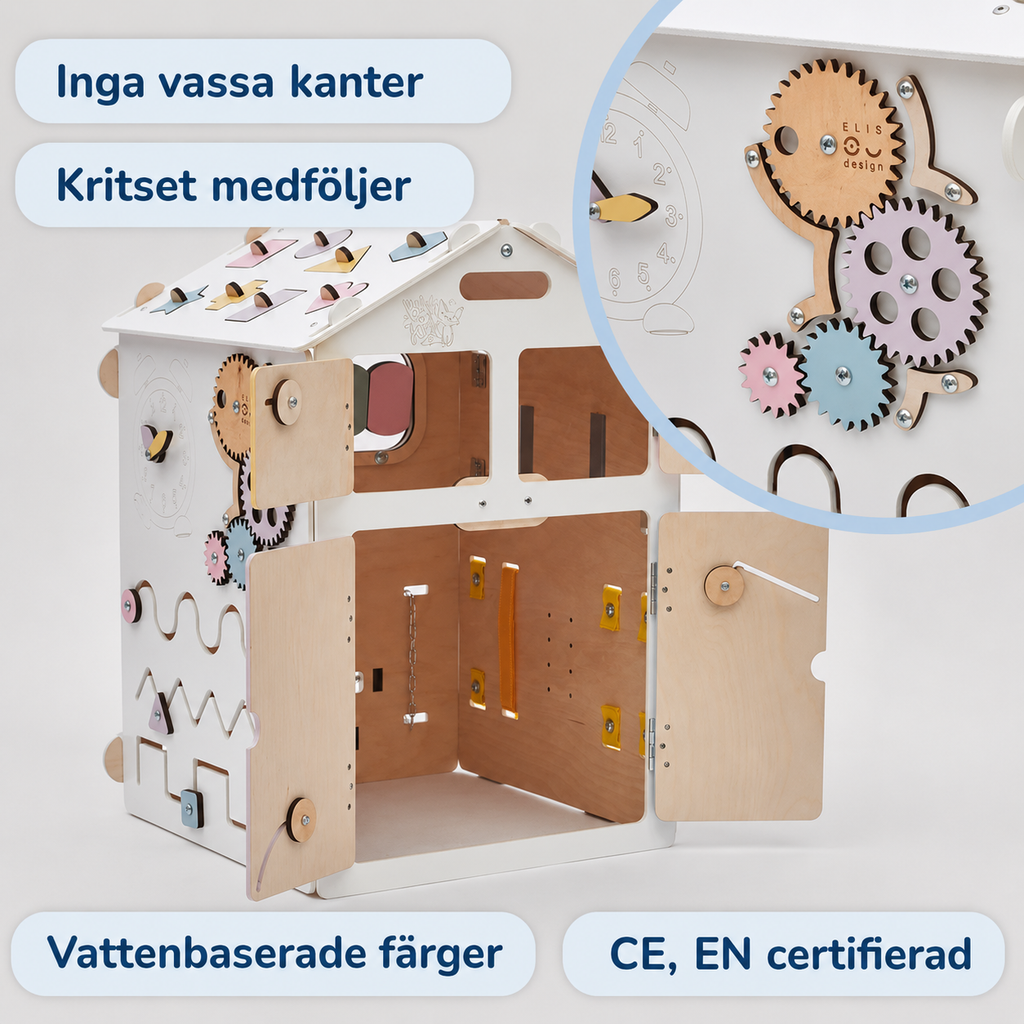 BusyHus VIT PASTELL – Aktivitetshus för barn