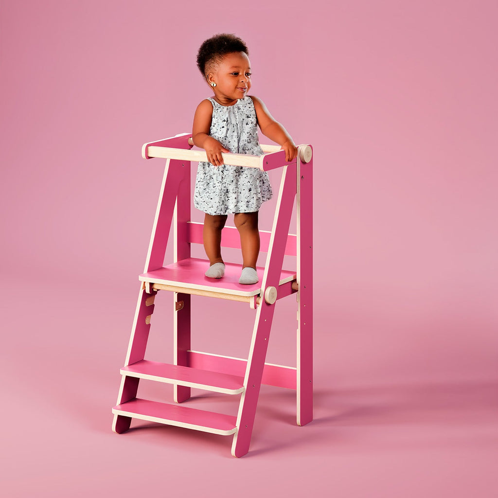 Zusammenklappbarer Lernturm – Purpurrot – BusyKids