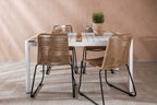 Togo & Lindos Matbord 150x90 Vit + Matstolar 4-pack Brun