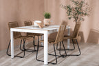 Togo & Lindos Matbord 150x90 Vit + Matstolar 4-pack Brun