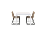 Togo & Lindos Matbord 150x90 Vit + Matstolar 4-pack Brun