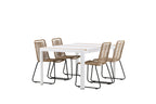 Togo & Lindos Matbord 150x90 Vit + Matstolar 4-pack Brun