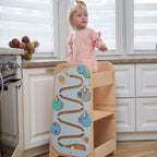 Lärtorn PLAY 5-i-1 – växande lärtorn med aktivitetspanel, 75 cm – Mint – BusyKids