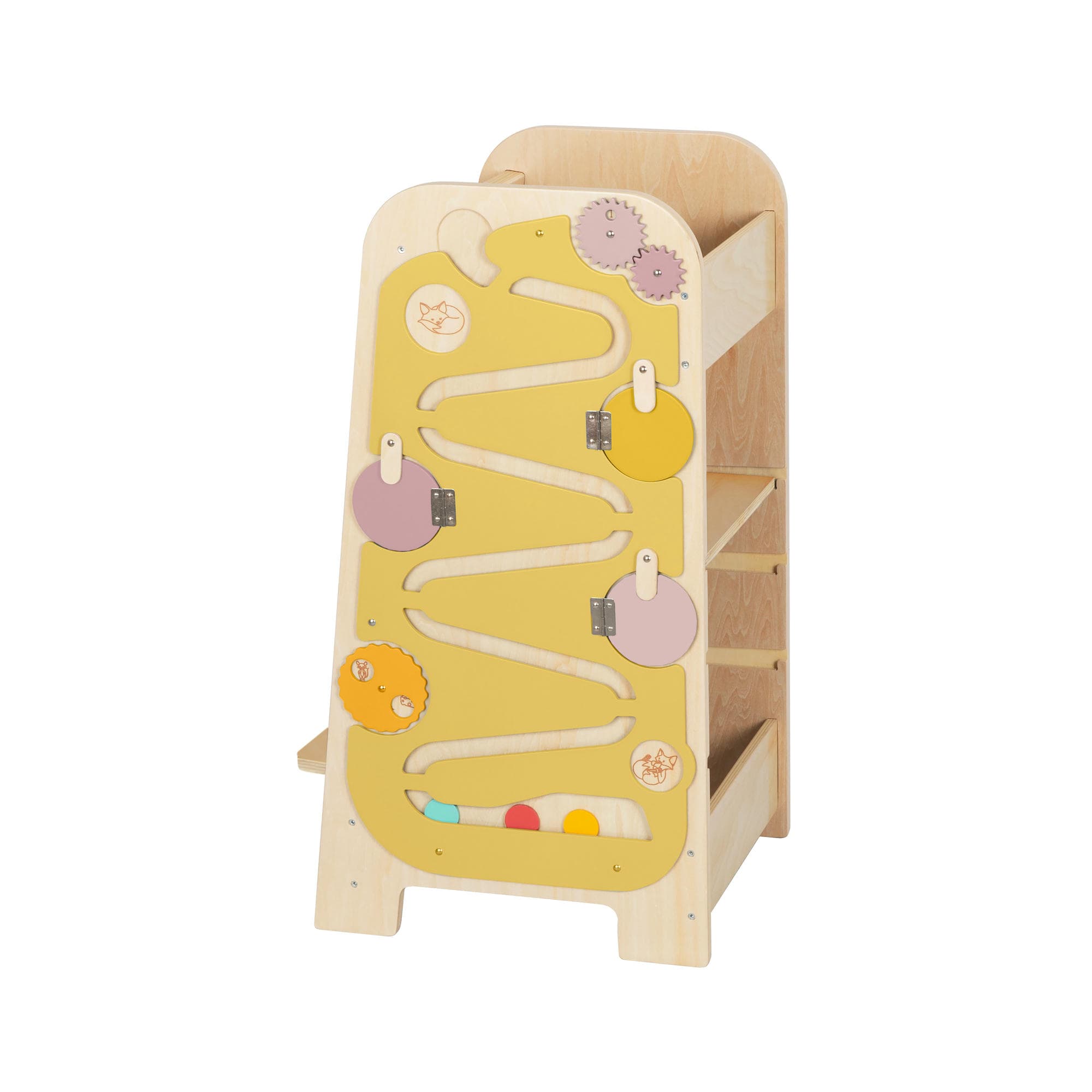 Lärtorn PLAY 5-i-1 – växande lärtorn med aktivitetspanel, 75 cm – Vanille – BusyKids