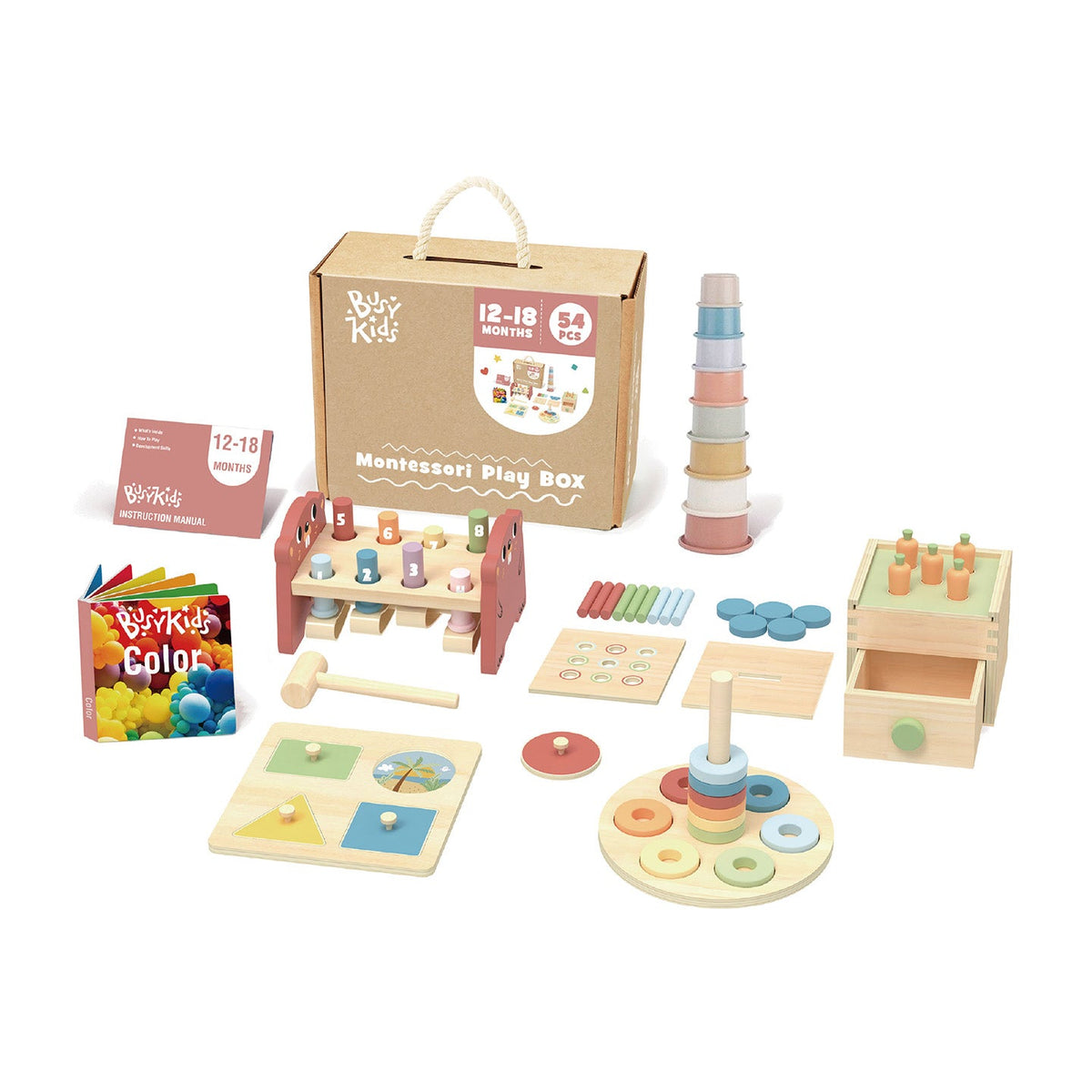 BusyKids Montessori-Set für Kinder von 12 bis 18 Monaten – Variante 1 – BusyKids