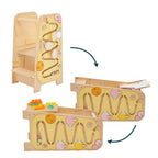 Lärtorn PLAY 5-i-1 – växande lärtorn med aktivitetspanel, 75 cm – Vanille – BusyKids