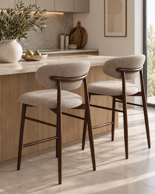 2-pack Levanto Barstolar – Sand / Valnöt