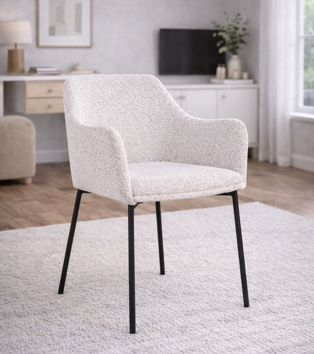 Melilla Matstol – Vit Bouclé