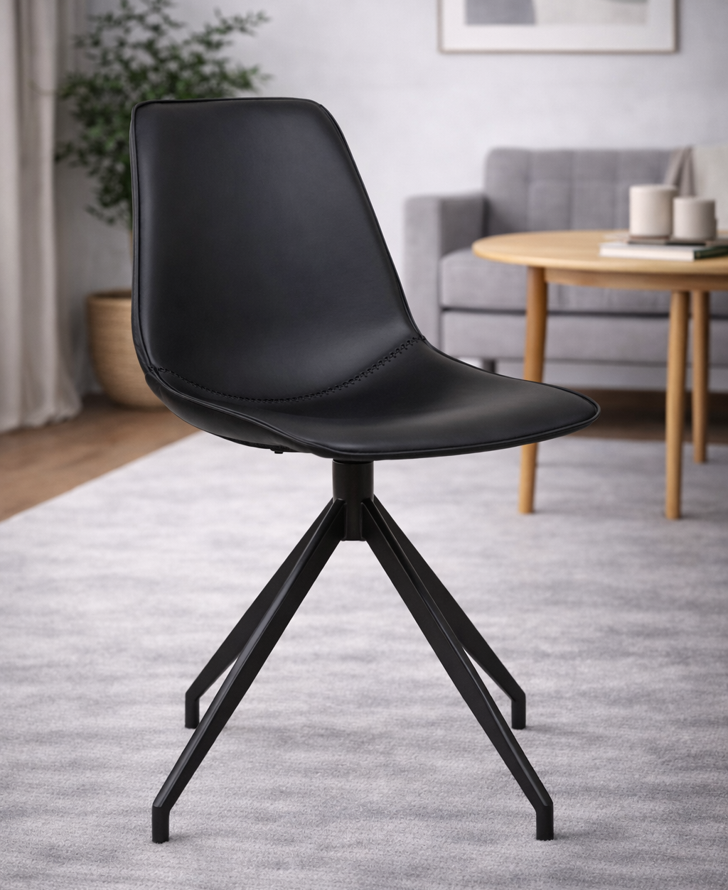 Monaco Matstol – Svart PU med Snurrfunktion