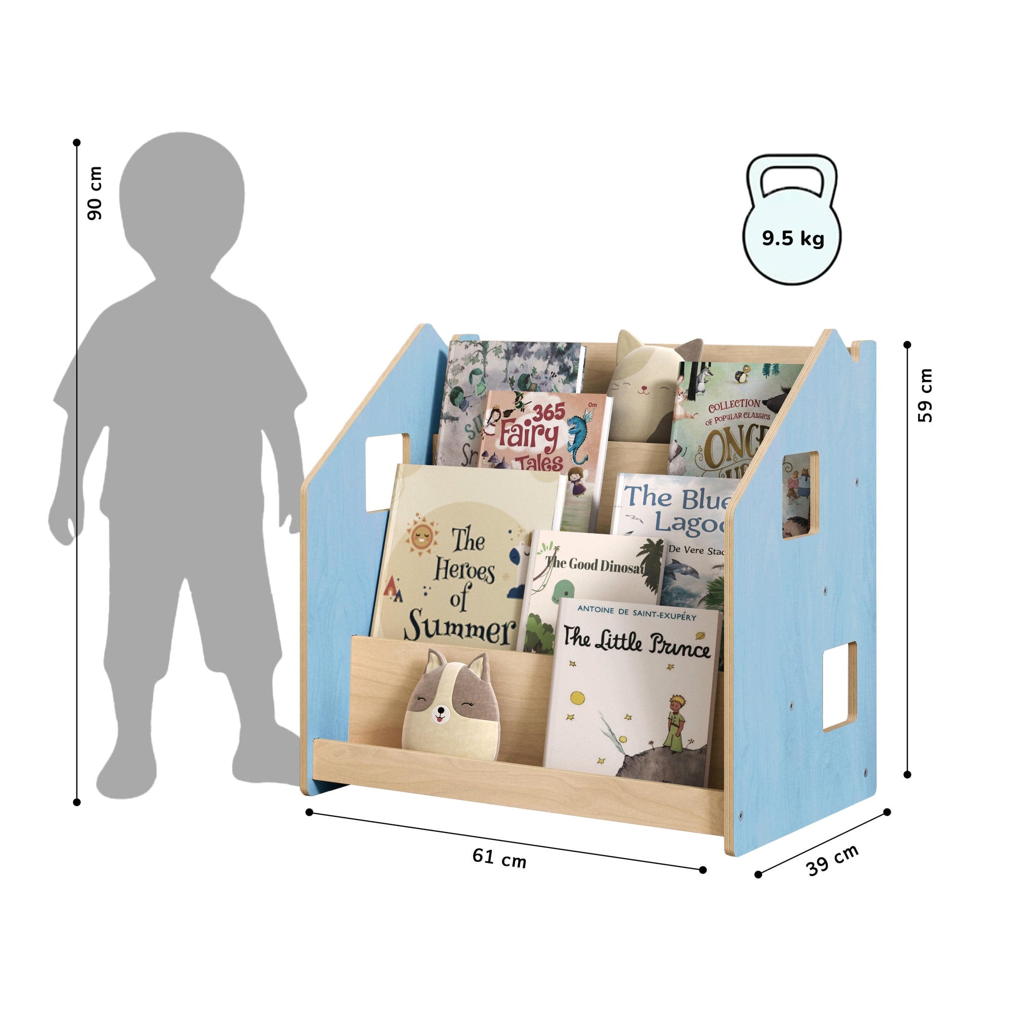 Bücherregal nach Montessori - zart blau / rosa – zart blau – BusyKids