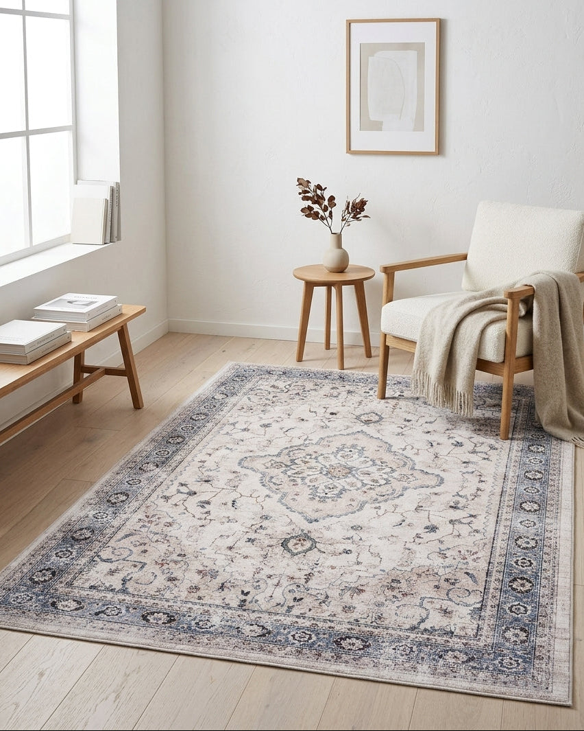 Havana Matta – Off white / Beige / Dammblå (160 x 230 cm)