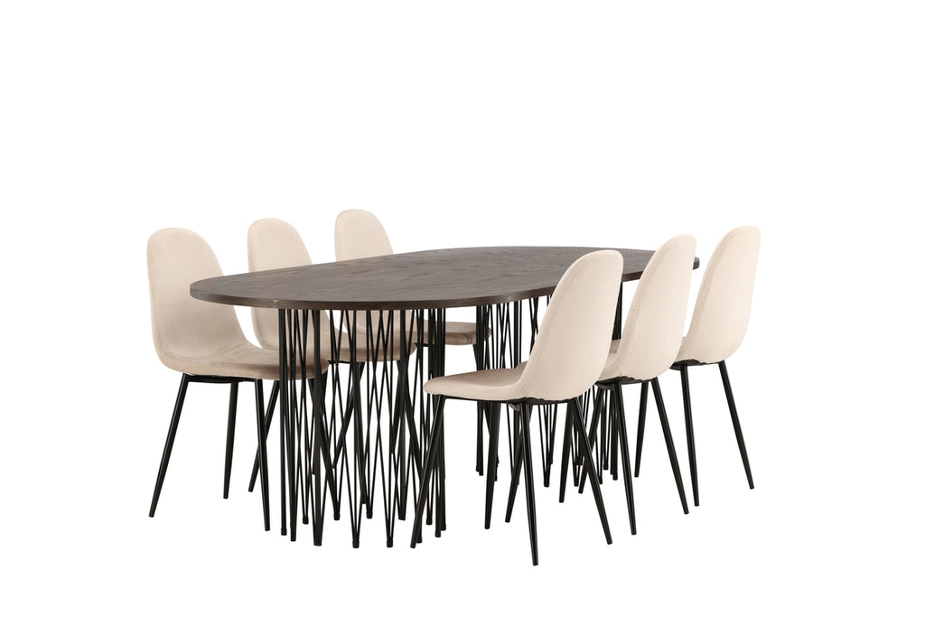 Polar Matstolar 6-pack + Ovala Matbord 220x100