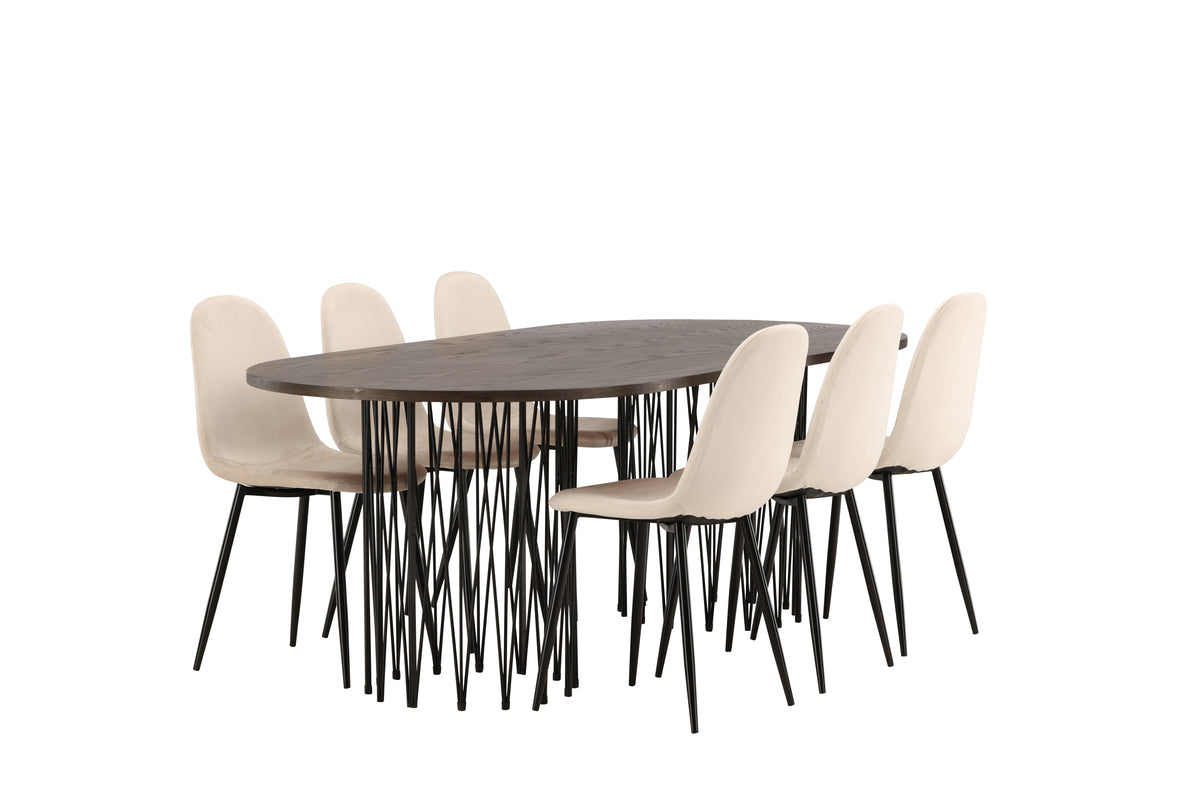 Polar Matstolar 6-pack + Ovala Matbord 220x100