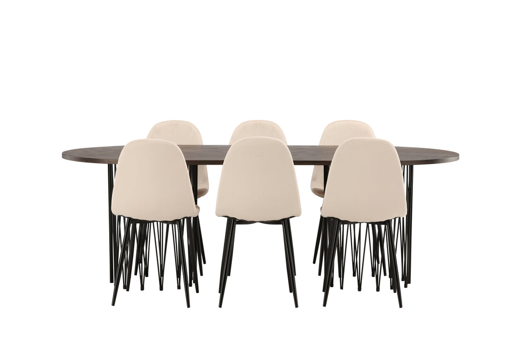 Polar Matstolar 6-pack + Ovala Matbord 220x100