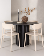 Åstol Matstolar 4-pack Beige + Runt Matbord ⌀110 Svart