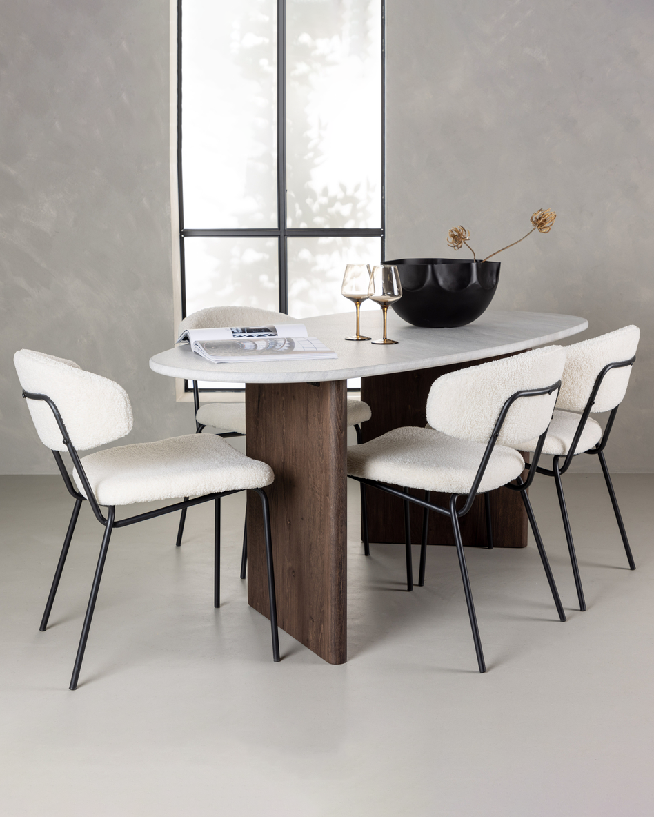 Chico 4-pack Vit + Ovala Matbord 180x90