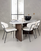 Chico 4-pack Vit + Ovala Matbord 180x90