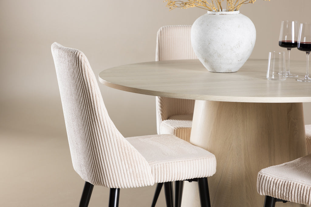 Leone Matstolar 4-pack + Matbord ⌀120 Vitputsad