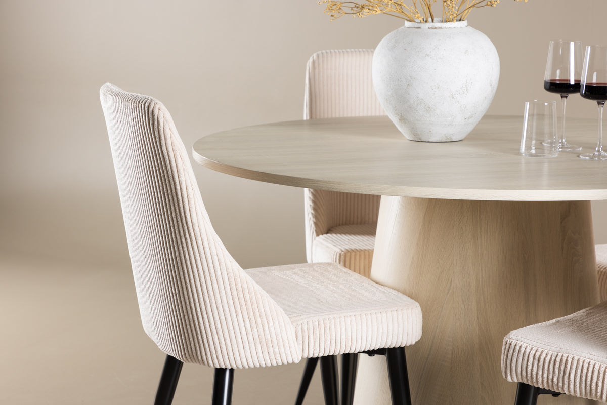 Leone Matstolar 4-pack + Matbord ⌀120 Vitputsad