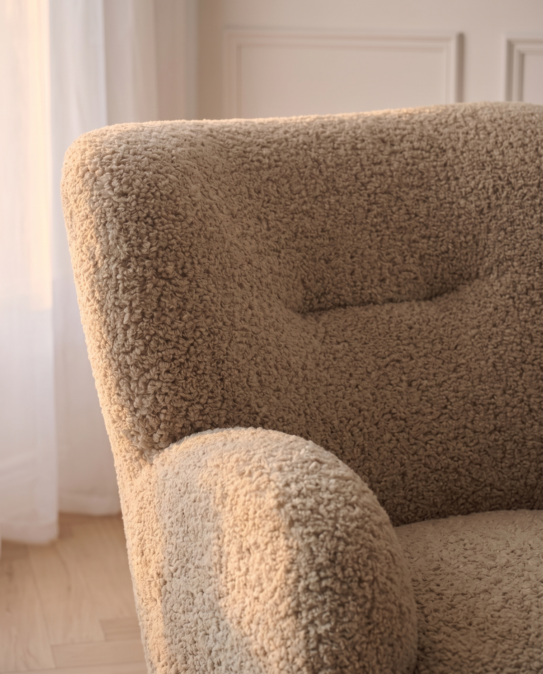 Lunaro Loungestol i Ljusbrun Textil med Träben