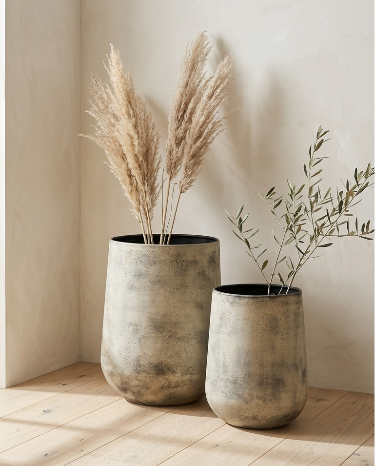 Hou Dekorationskrukor i Metall – Antik Beige, 2-pack
