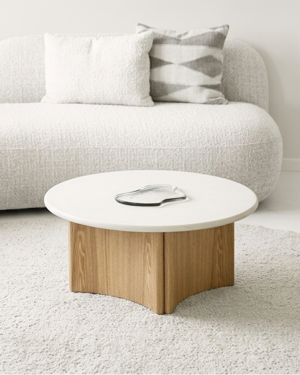Motril Soffbord i Vit / Natur – Ø80x37 cm