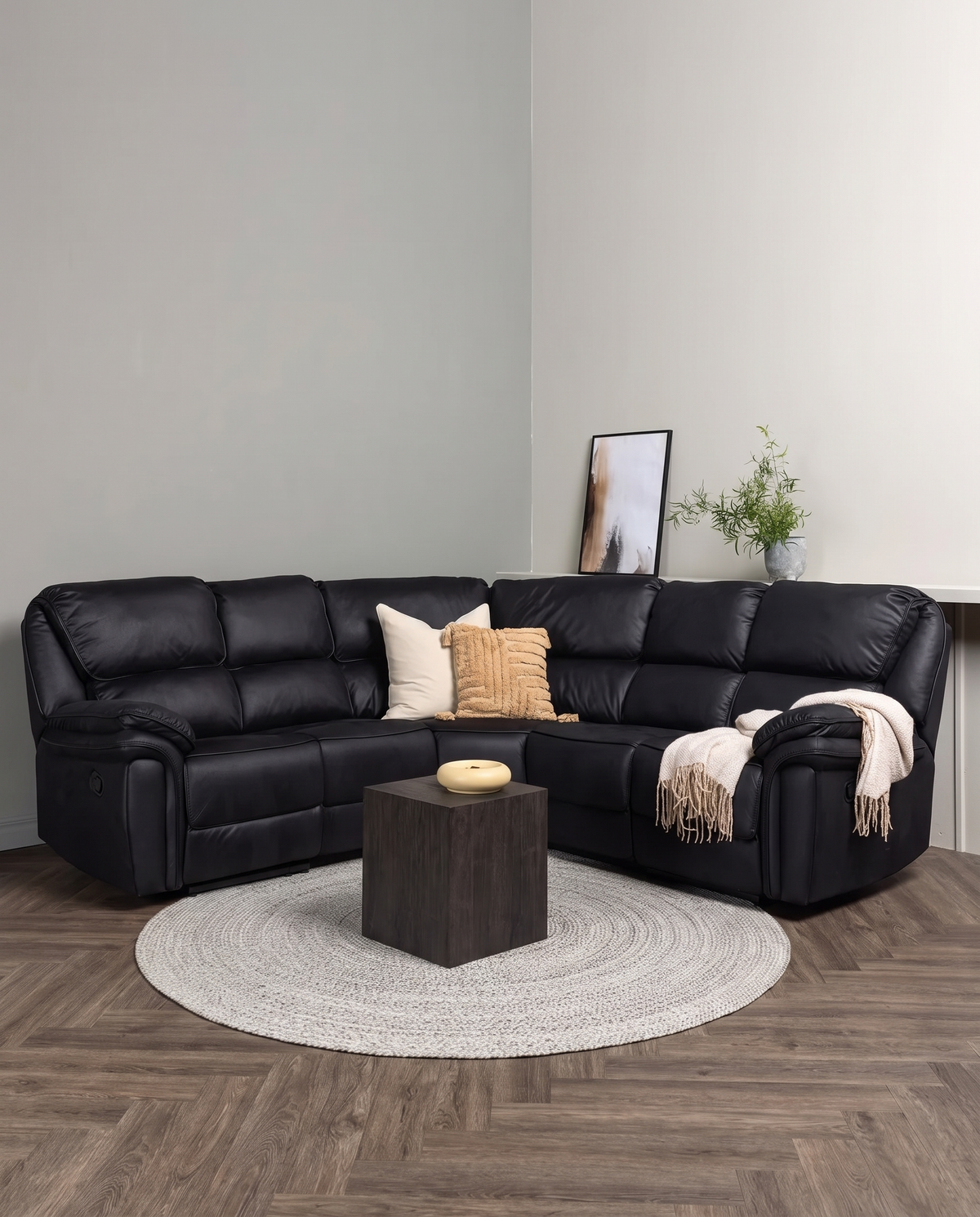 Saranda Recliner Hörnsoffa – Svart