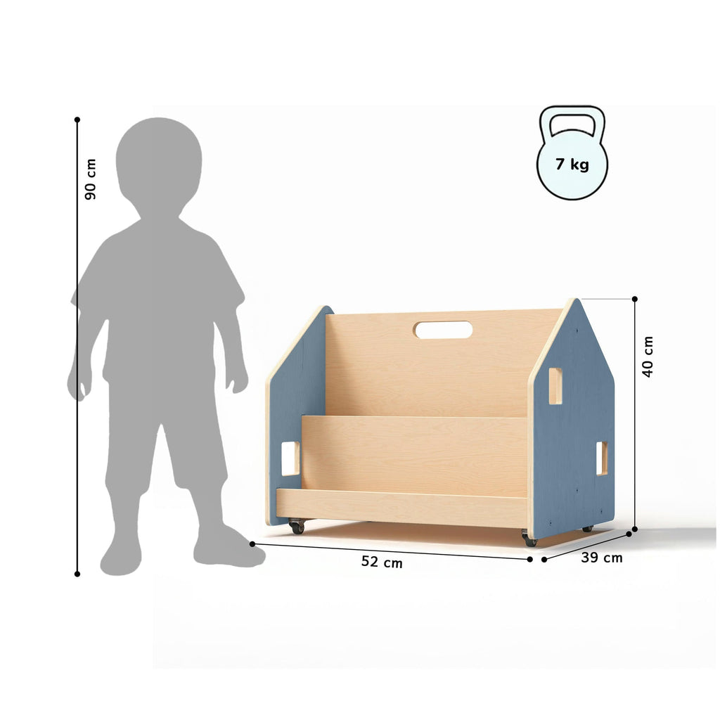 Das doppelseitige Bücherregal auf Rädern - zart blau – BusyKids