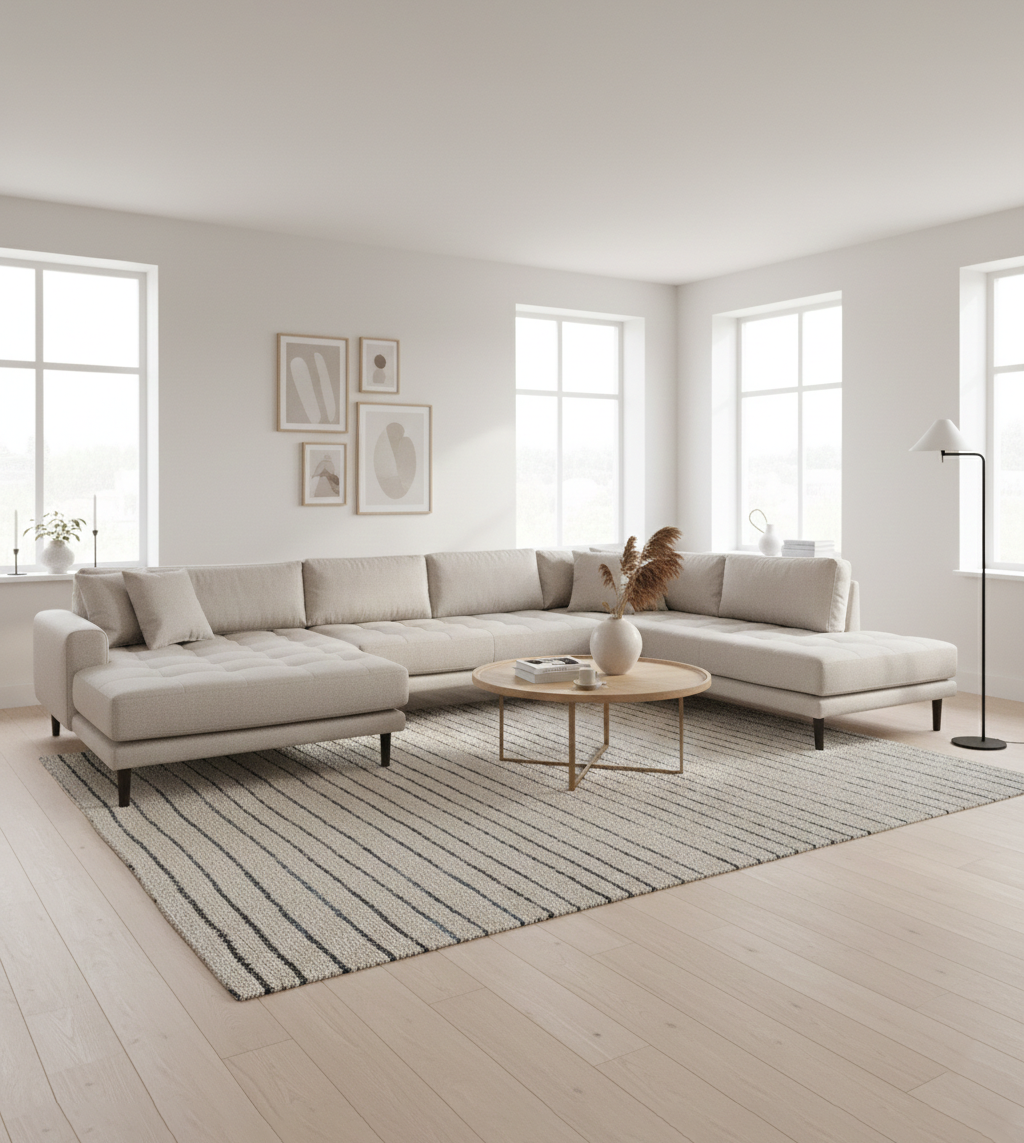 Lido U-soffa Open End – Stone