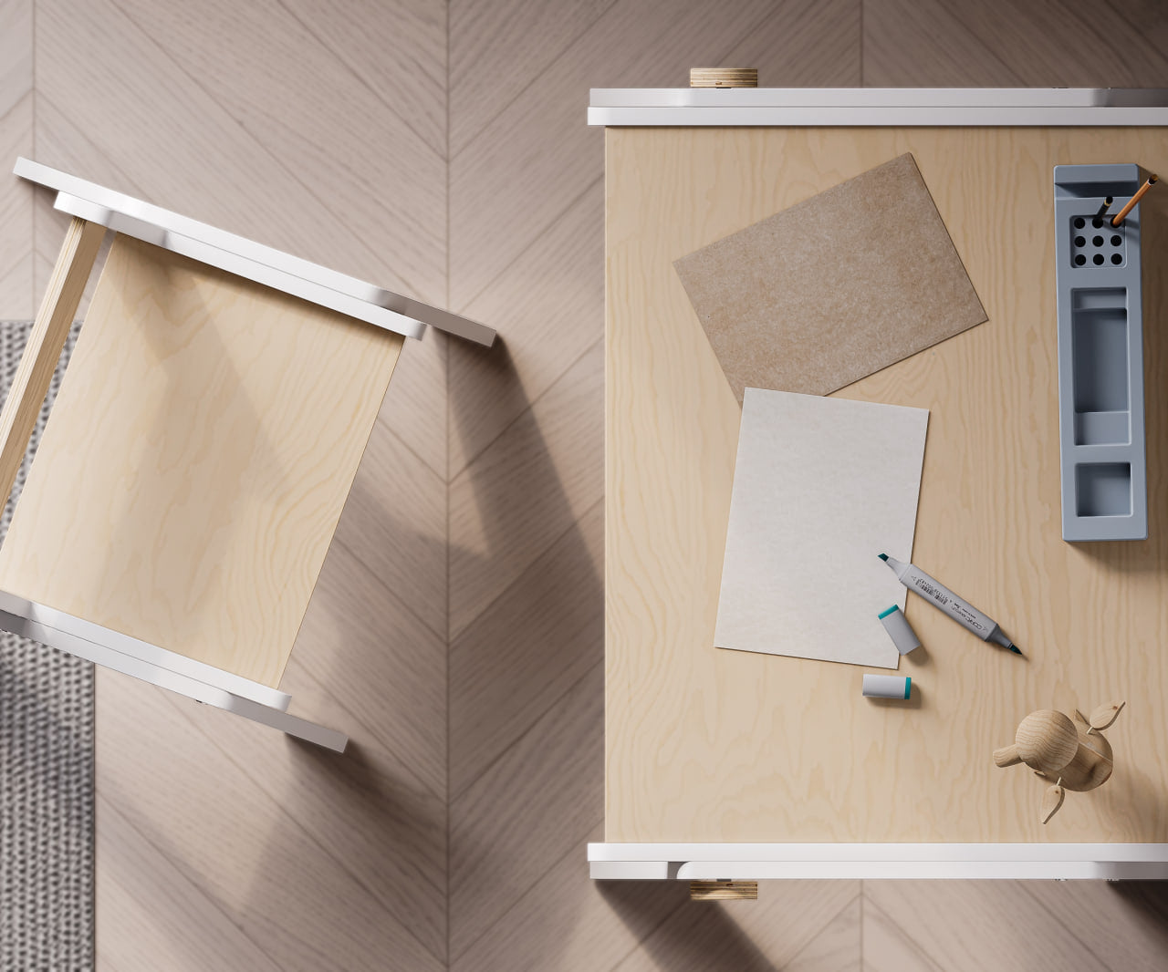 Växande bord och stol MINI i vitt – höjdjusterbart barnbord – BusyKids