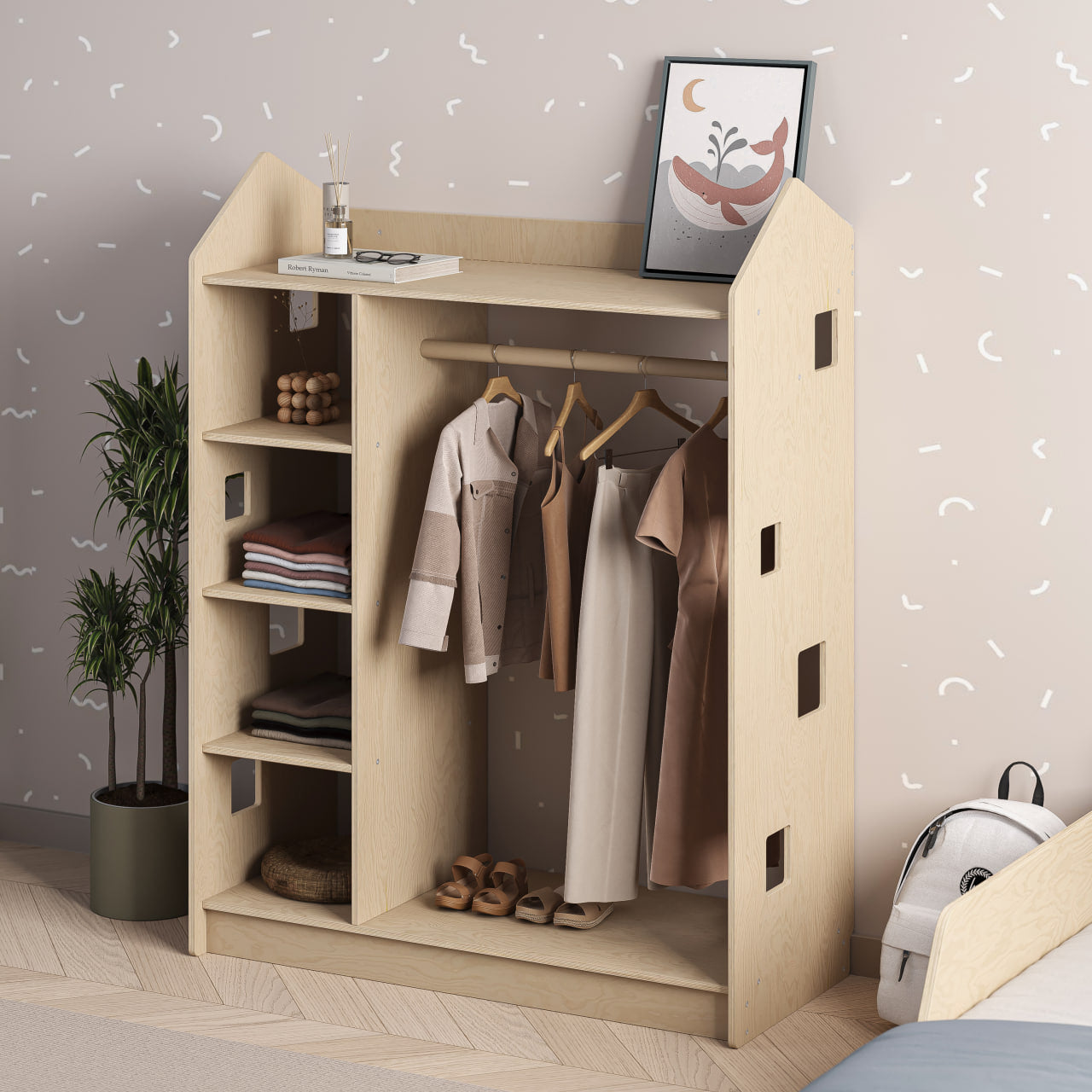Offener Kinderkleiderschrank in Form eines Hauses BusyKids – BusyKids