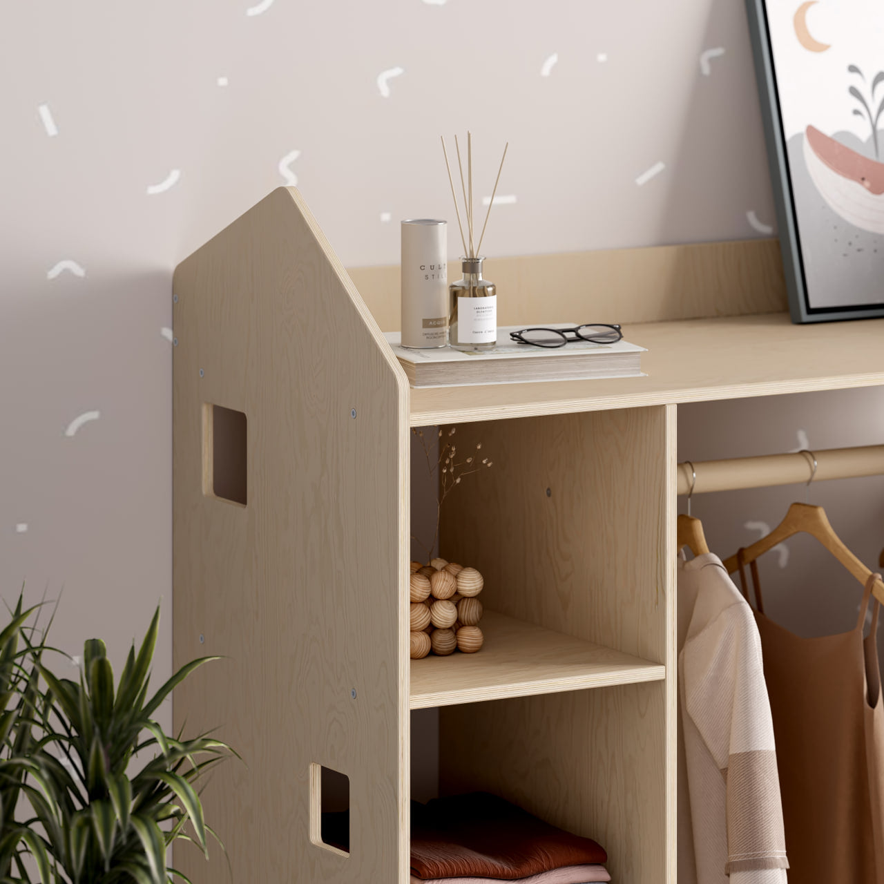 Offener Kinderkleiderschrank in Form eines Hauses BusyKids – BusyKids