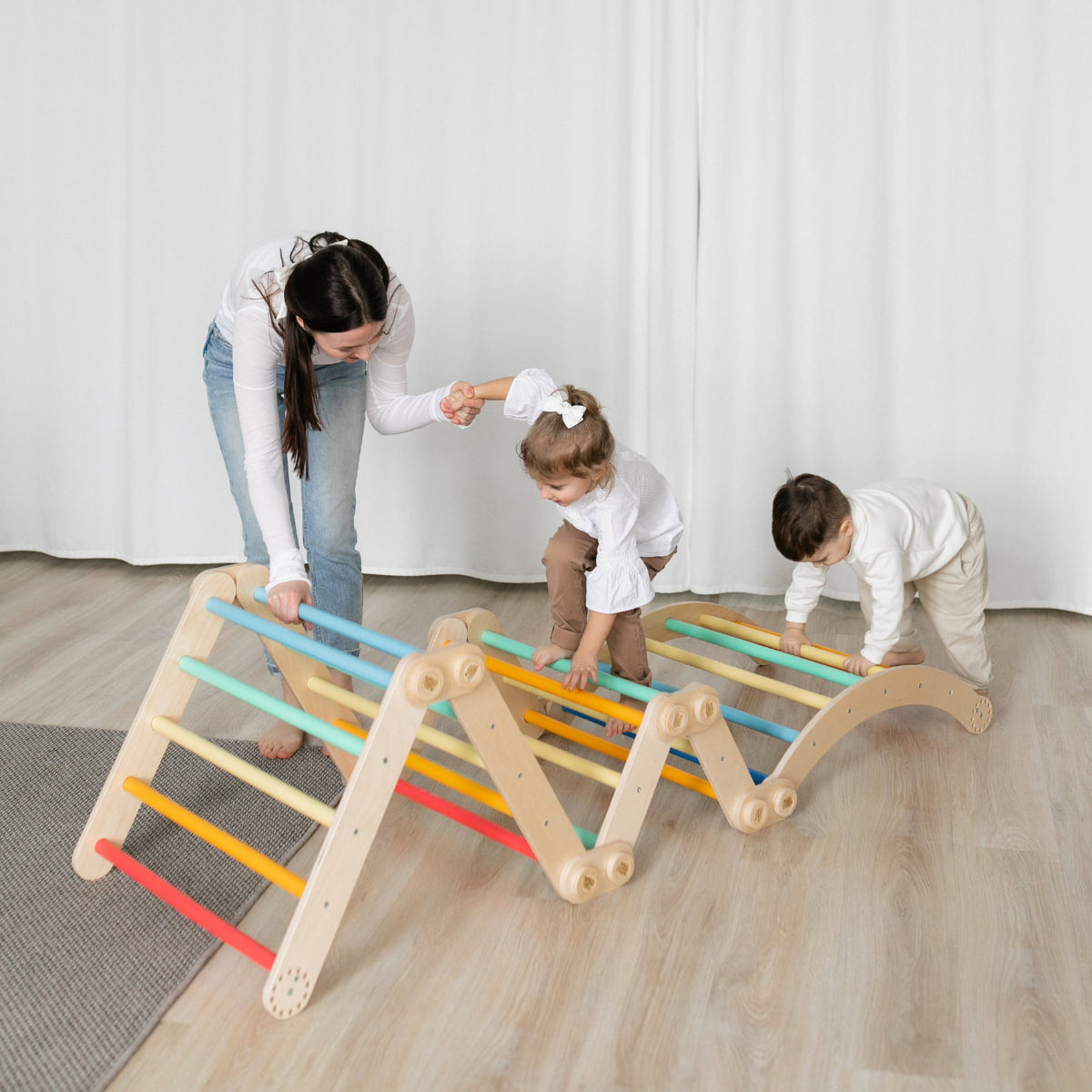 Flexi-Klettergerüst für Kinder - Set L – Regenbogenfarben – BusyKids