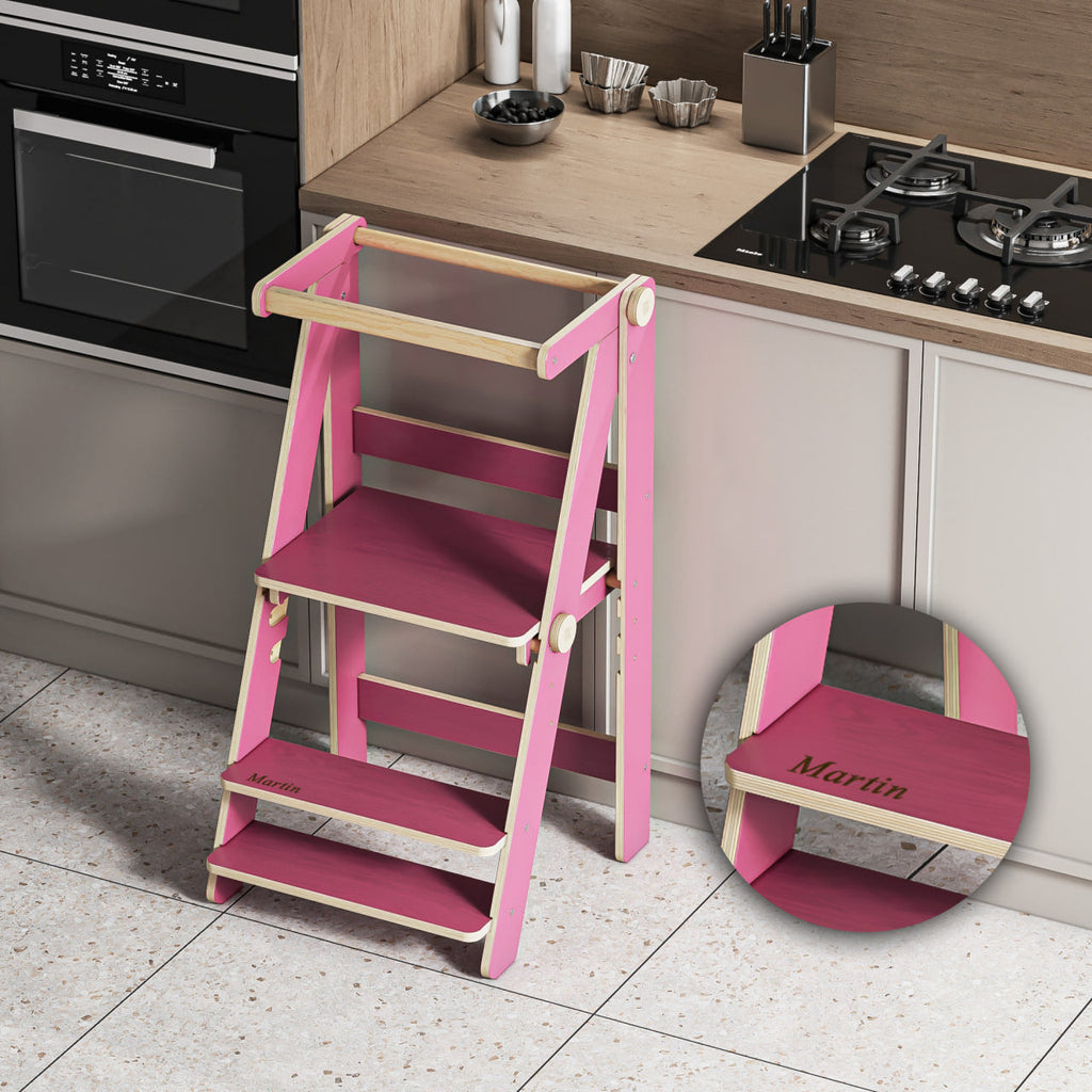 Zusammenklappbarer Lernturm – Purpurrot – BusyKids