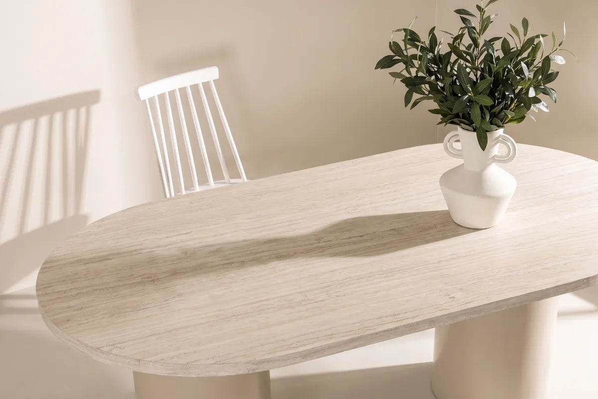 Narvik Ovala Matbord 200x100 - Beige/Travertinlook