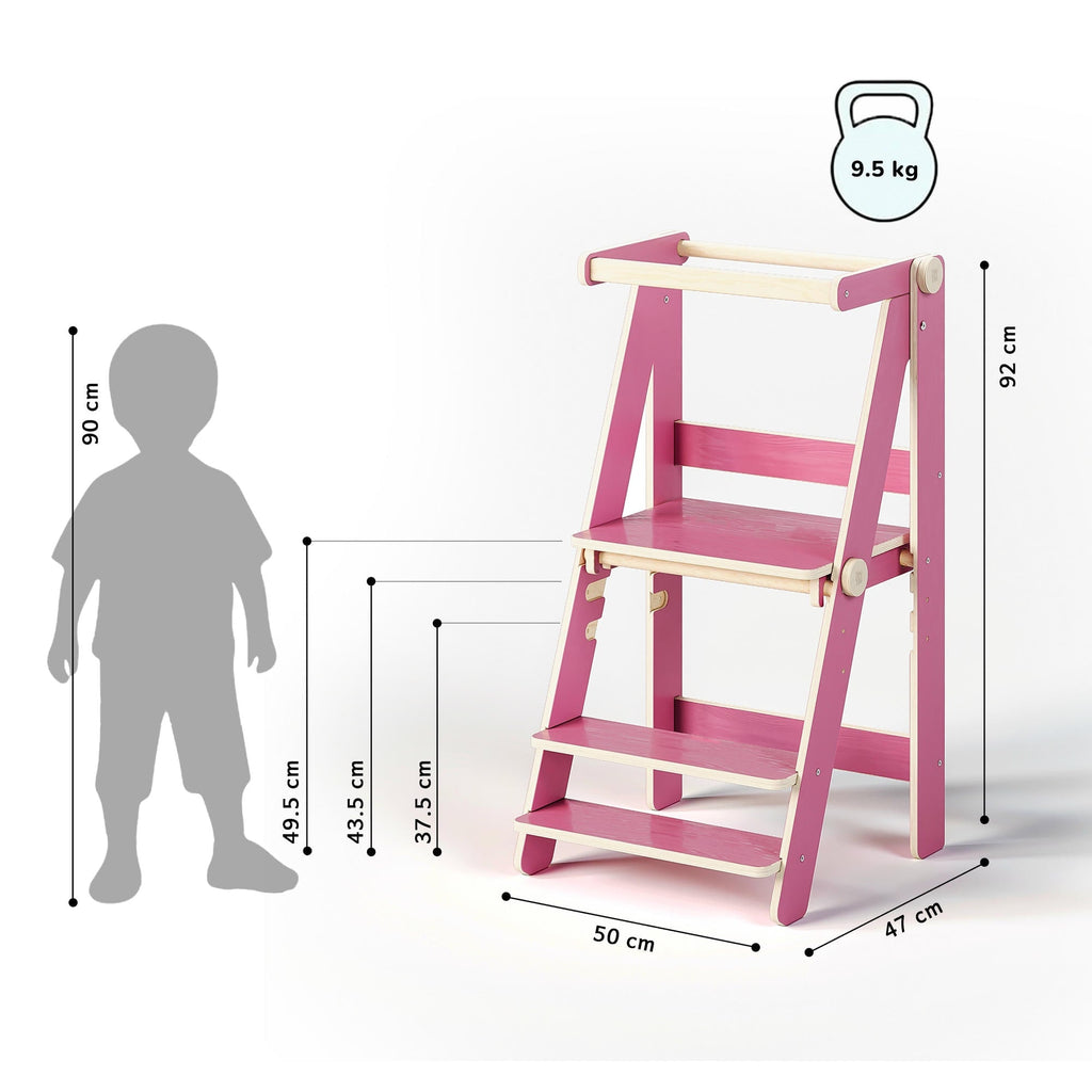 Zusammenklappbarer Lernturm – Purpurrot – BusyKids