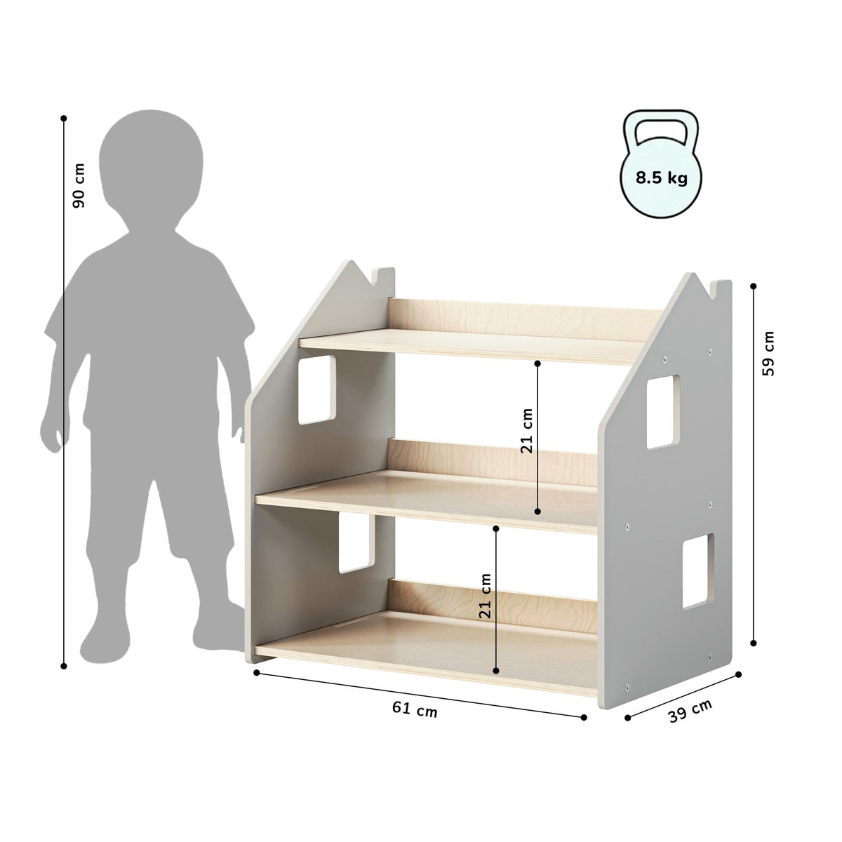 Spielzeugregal - Weiß und Grau – Grå – BusyKids