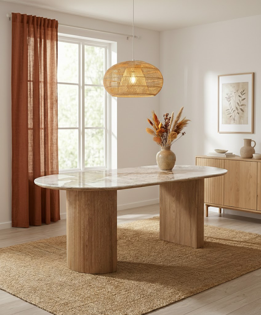 Athens Matbord – Vit / Brun