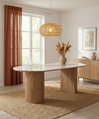 Athens Matbord – Vit / Brun