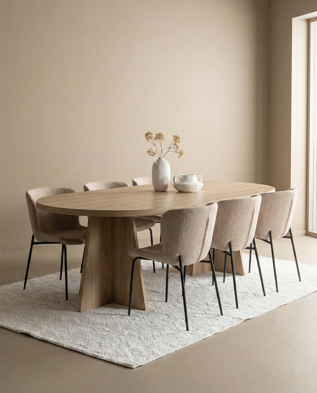 Modesto Matstolar 6-pack + Ovala Matbord 230x115