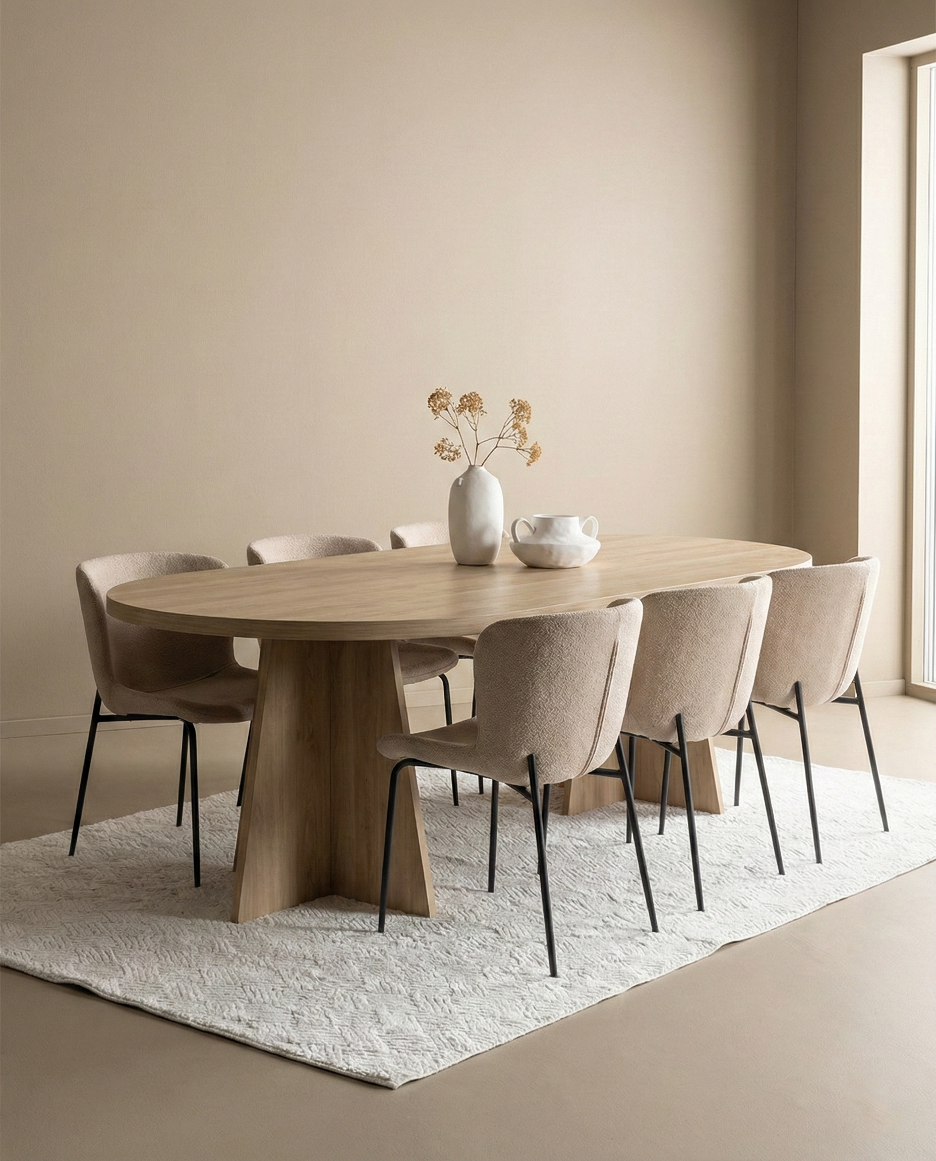 Modesto Matstolar 6-pack + Ovala Matbord 230x115